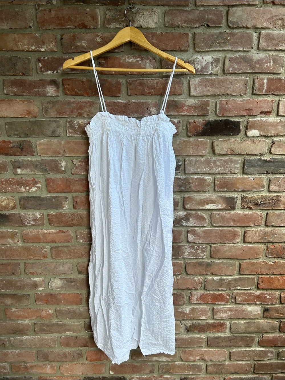 H&M White Smocked Strap Sundress - Lightweight Summer Dress